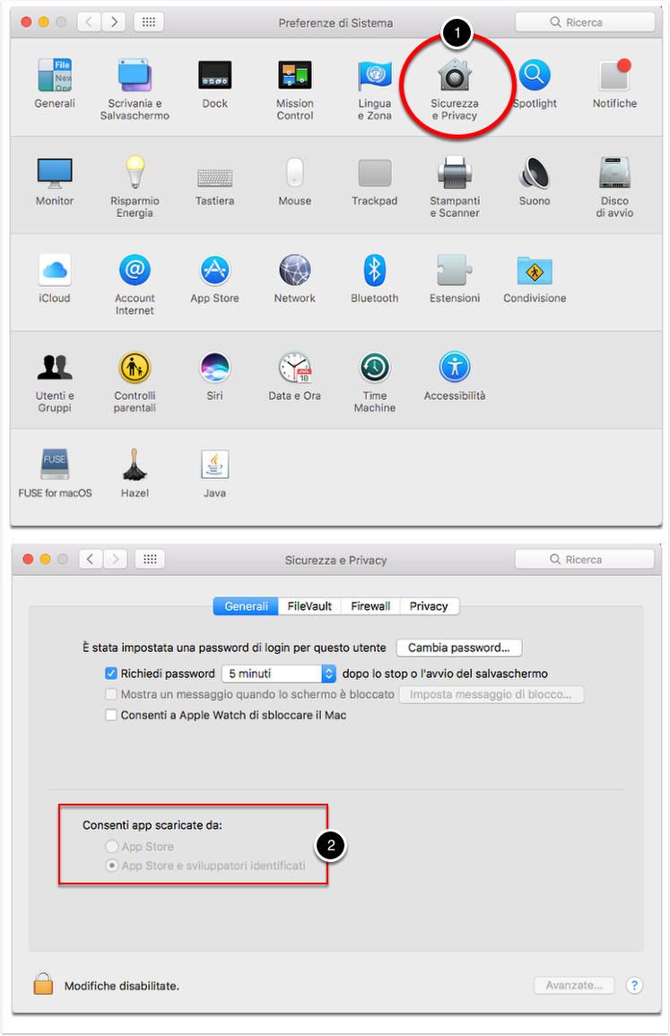 Preferenze di Sistema, Sicurezza e Privacy